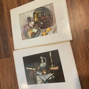 2 vintage mat-mates, inc still life prints